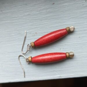 Wooden Earrings Vintage Hook backings. Brown Silver Tone hook backs Fall